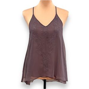 AE American Eagle Sheer Beaded Camisole Tank Top Dusty Purple XS/Extra Small NEW
